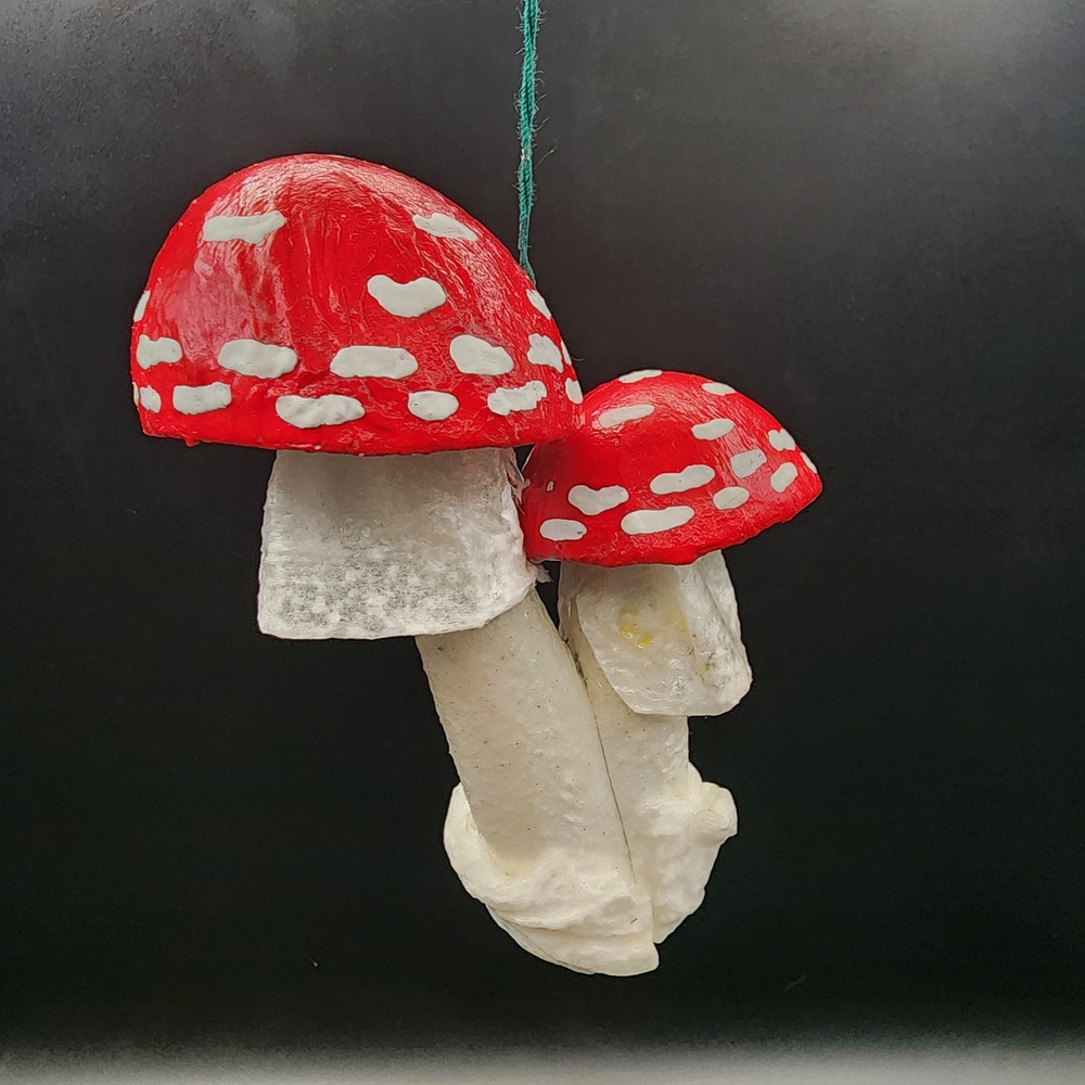 Hand Crafted Red and White Mushroom Decor Ornament